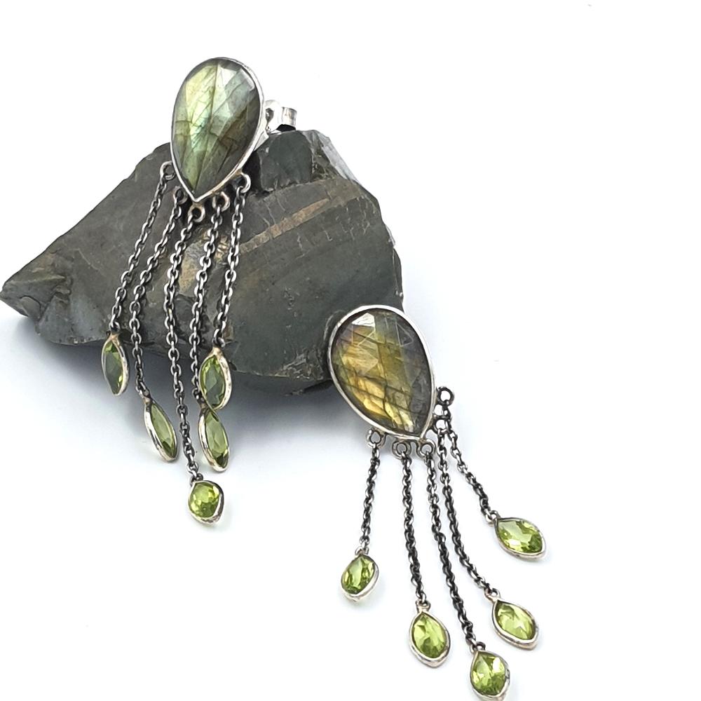 925 sterling silver earrings with gemstones, made in India with sustainable packaging