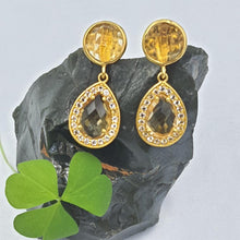 Load image into Gallery viewer, 925 sterling silver stud earrings with gemstones for office wear – The Carats

