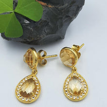 Load image into Gallery viewer, 925 sterling silver stud earrings with gemstones for office wear – The Carats 
