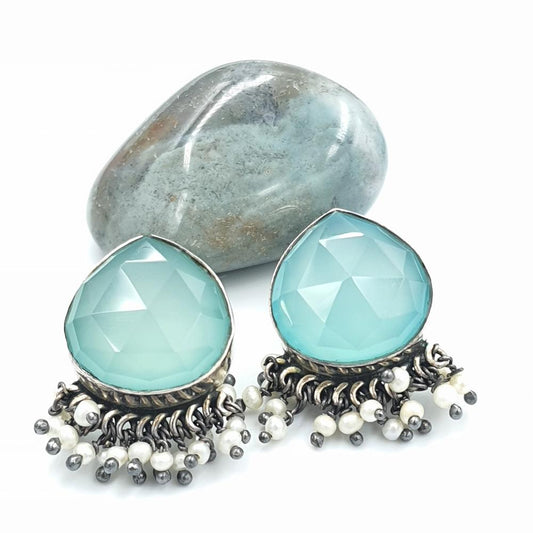 925 sterling silver earrings with gemstones, made in India with sustainable packaging