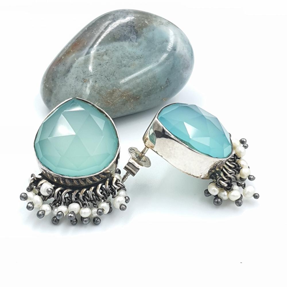 925 sterling silver earrings with gemstones, made in India with sustainable packaging