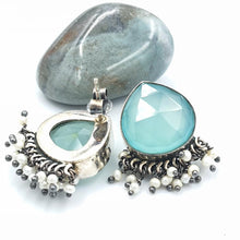 Load image into Gallery viewer, 925 sterling silver earrings with gemstones, made in India with sustainable packaging
