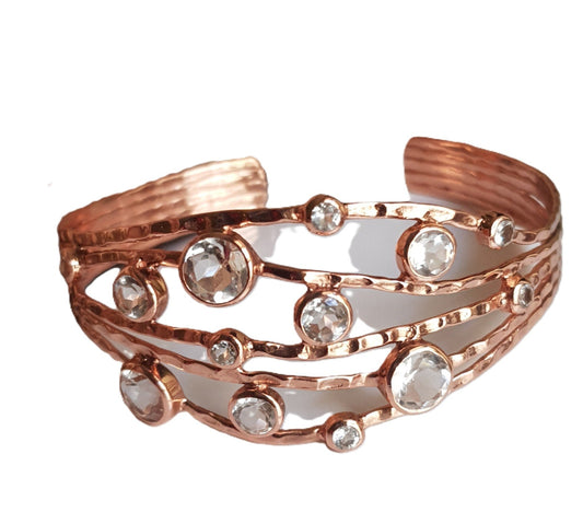 Office party wear jewellery rose gold and white topaz stone